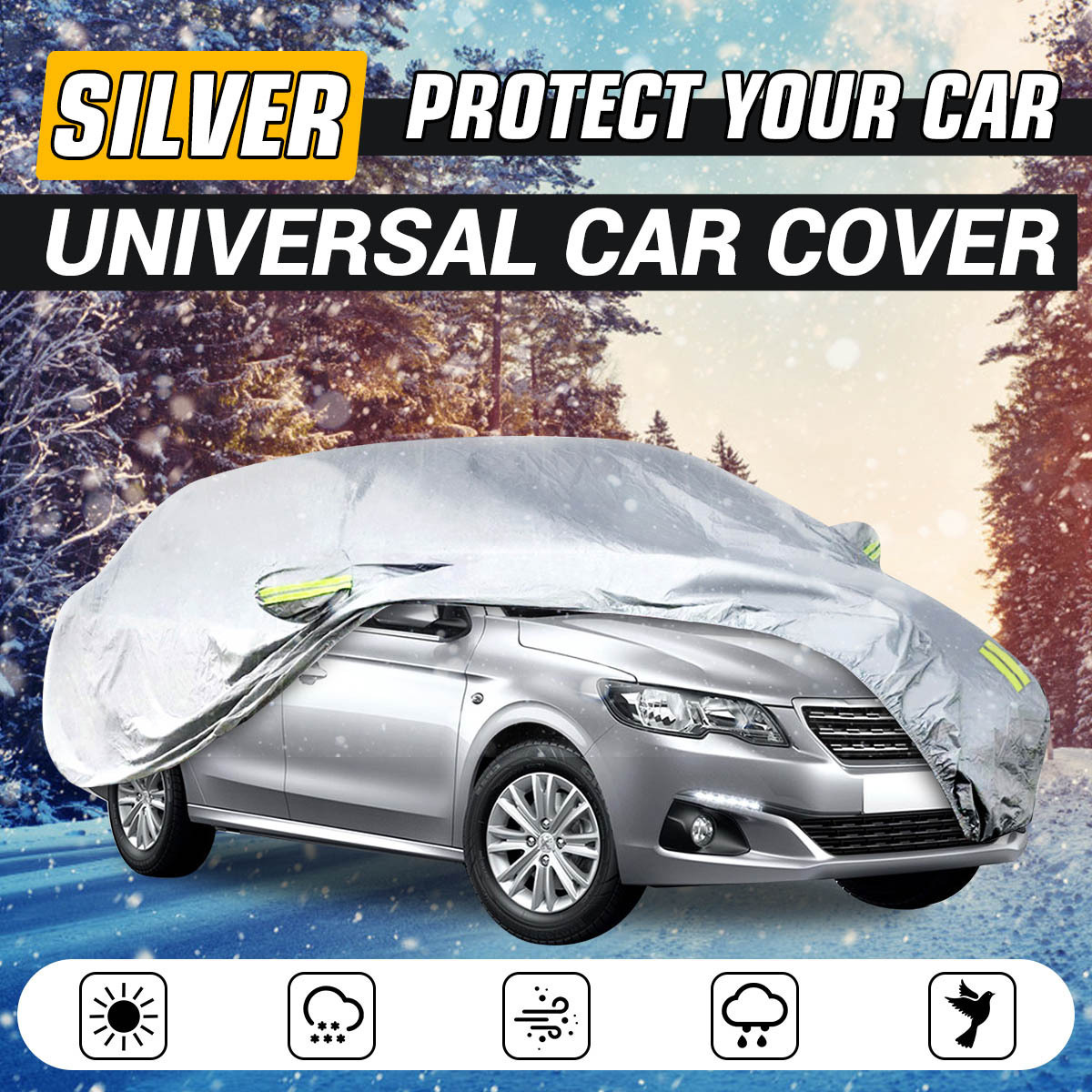 190T silver umbrella cloth, car clothing cover, waterproof, sun proof coated SUV sedan