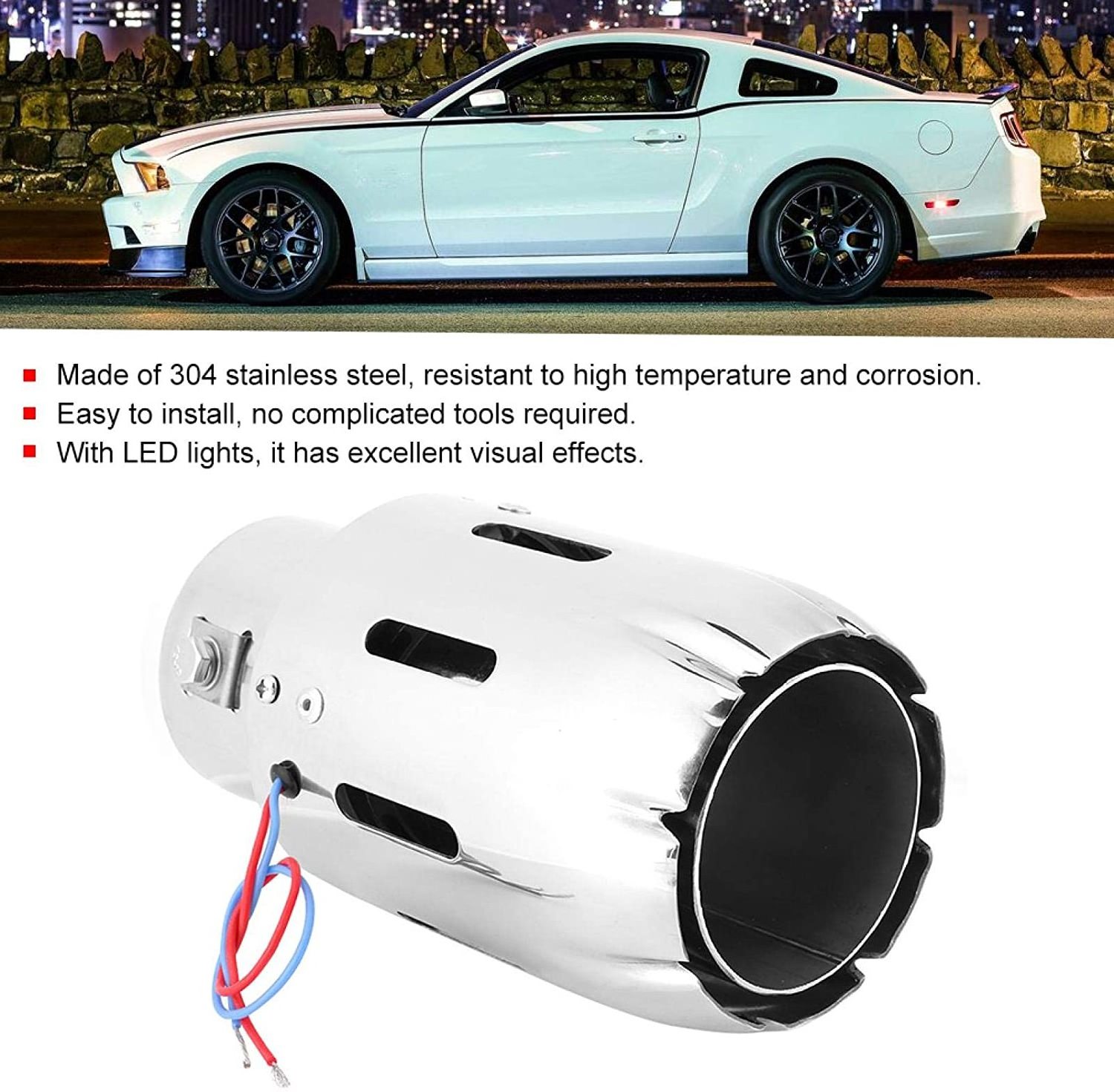 New luminous tail-throat for cars car exhaust pipe Stainless steel exhaust pipe LED with light modified with light tail throat