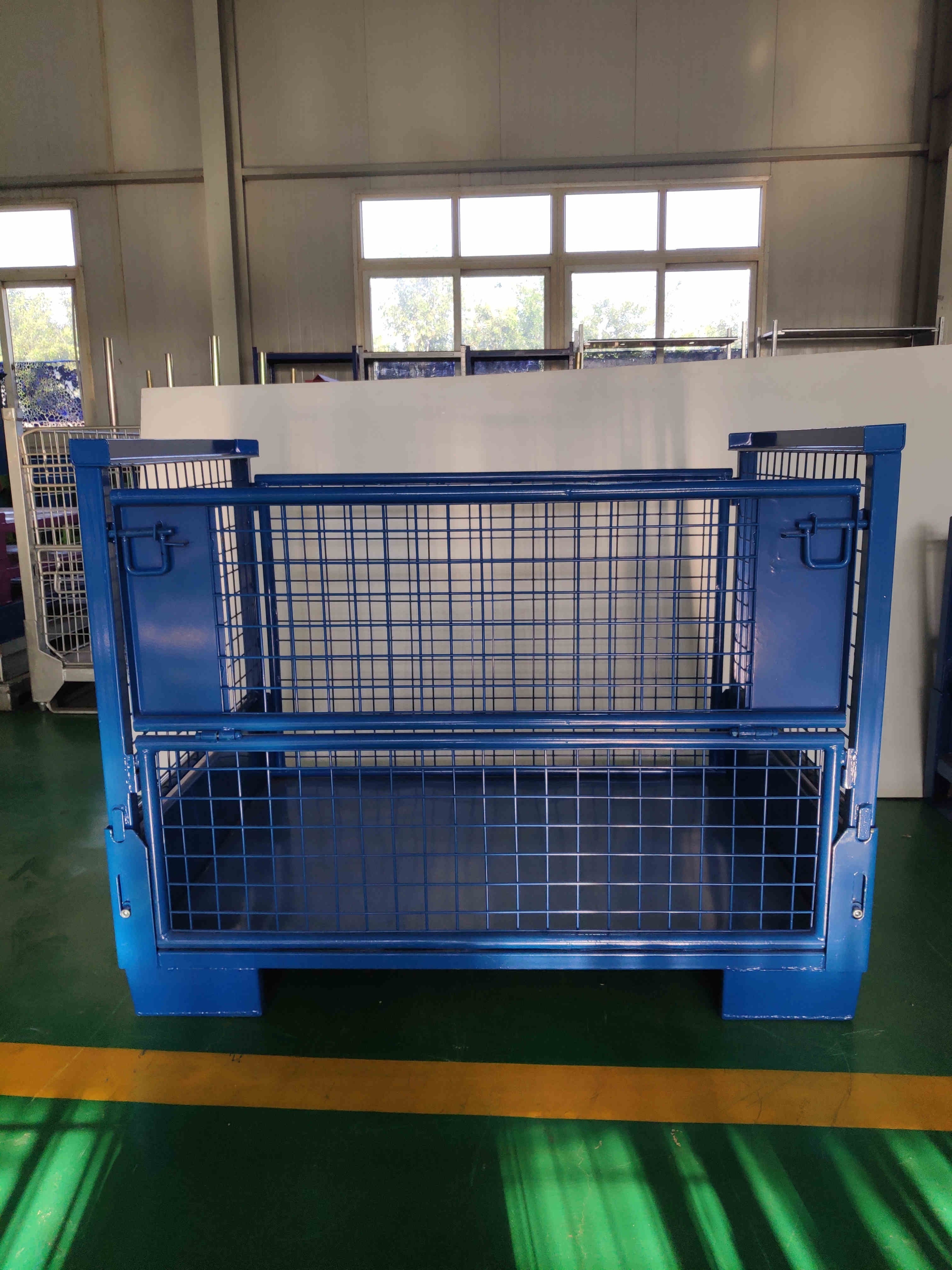 Collapsible powder coating storage steel wire mesh container stackable stillage cage