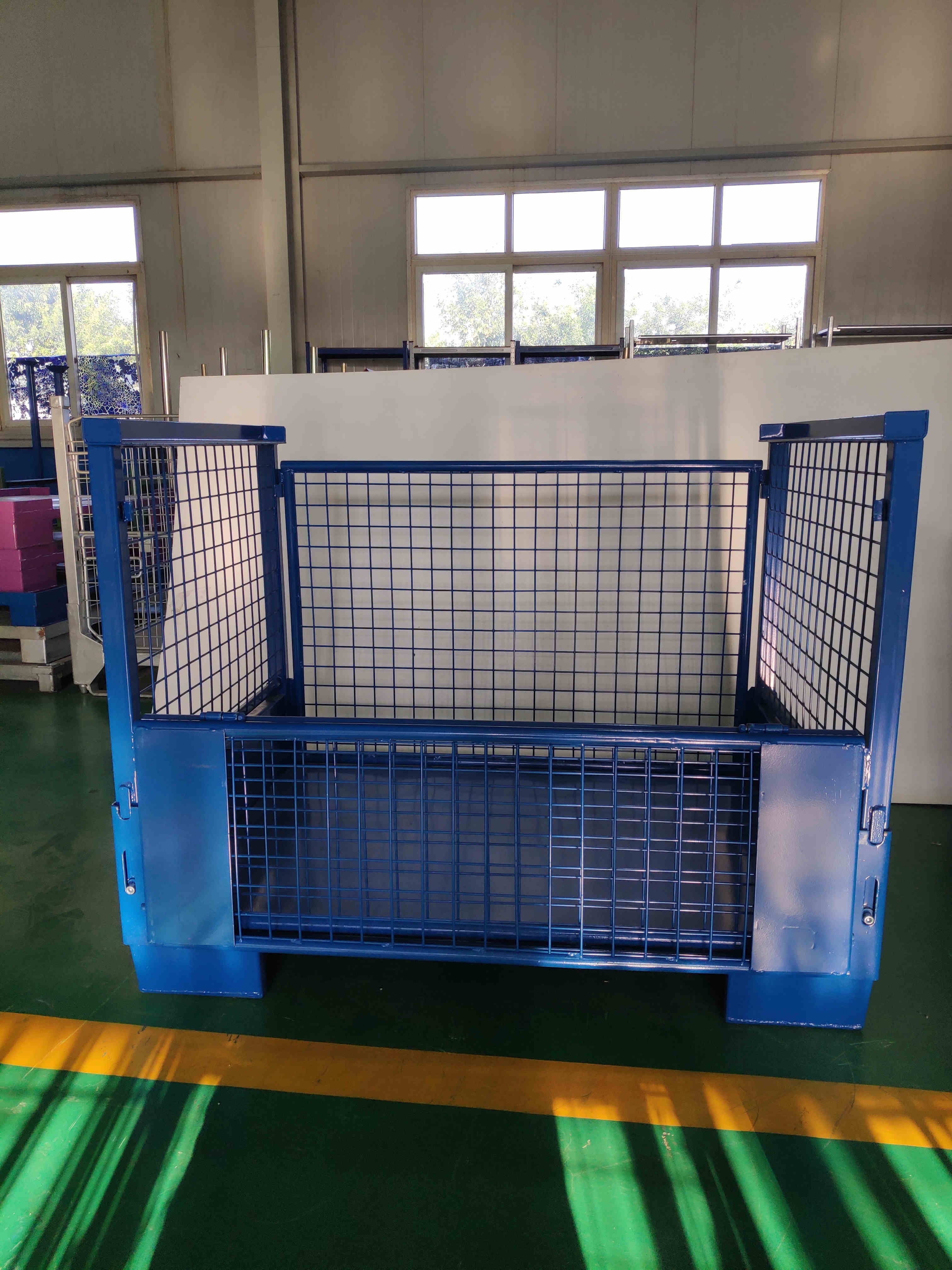 Collapsible powder coating storage steel wire mesh container stackable stillage cage