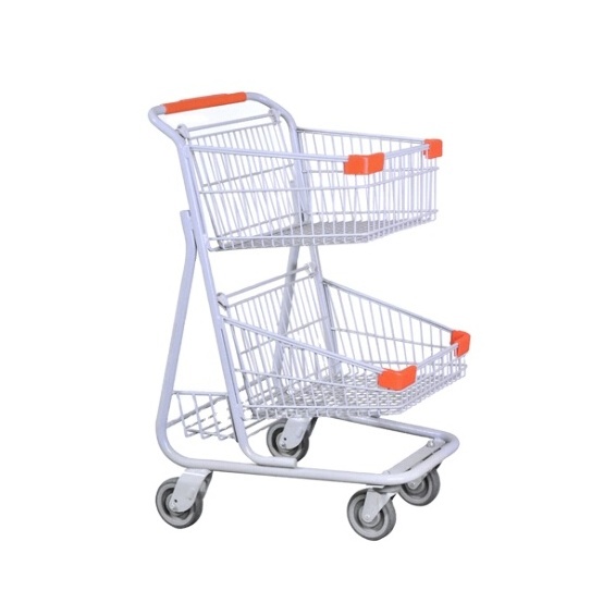 US70D American Style Two-tier Supermarket Shopping Cart Grocery Shopping Trolley with children seat