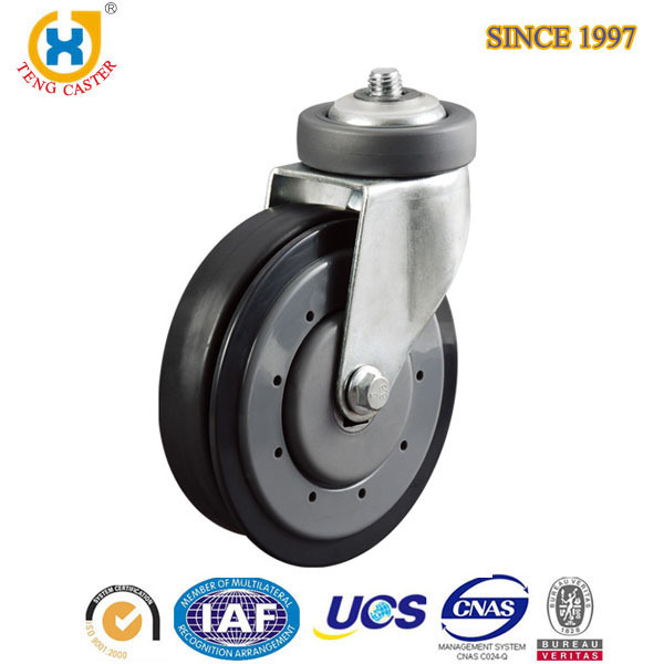 Industrial Medium Duty 5 inch Stem Elevator Castors Supermarket Shopping Trolley Cart PP/PU Caster Wheel