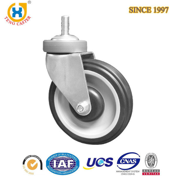 Industrial Medium Duty 5 inch Stem Elevator Castors Supermarket Shopping Trolley Cart PP/PU Caster Wheel