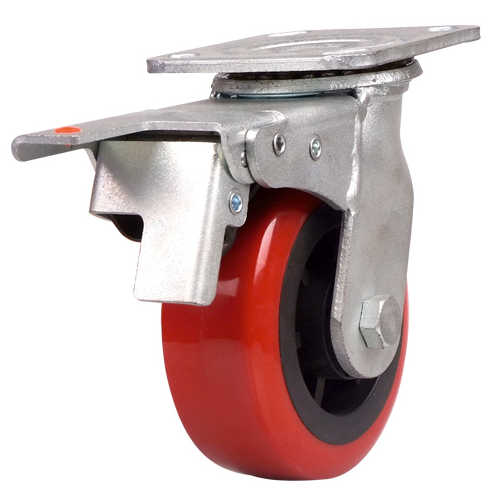 6inch industry heavy duty caster wheel swivel pu caster with brake plate caster