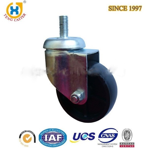 20+Years Factory High Quality Light Duty 2 inch Swivel Threaded Stem Black PU Display Table Caster Wheel