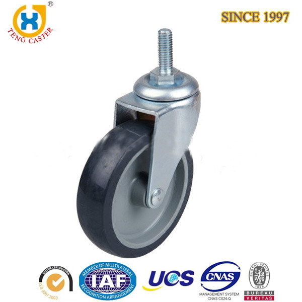 20+Years Factory High Quality Light Duty 2 inch Swivel Threaded Stem Black PU Display Table Caster Wheel