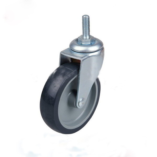 20+Years Factory High Quality Light Duty 2 inch Swivel Threaded Stem Black PU Display Table Caster Wheel