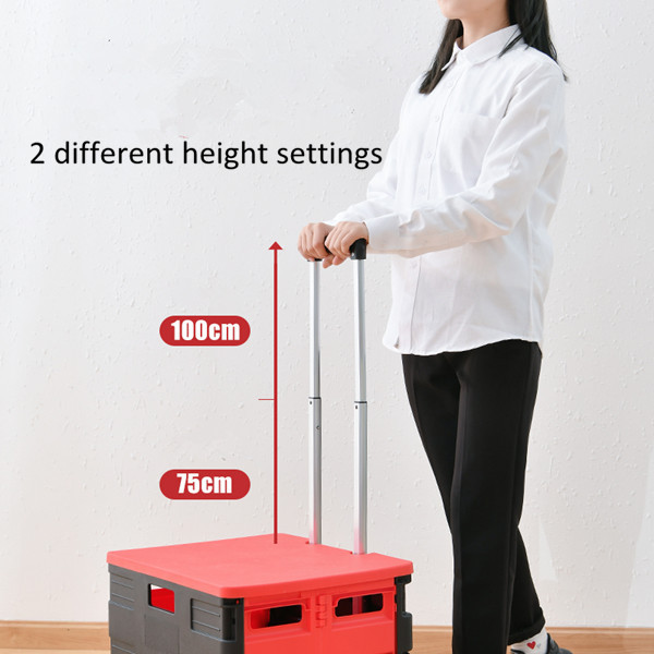 Portable 55L Volume Factory Folding Hand Push Grocery Plastic Rolling Foldable Shopping Trolley Cart