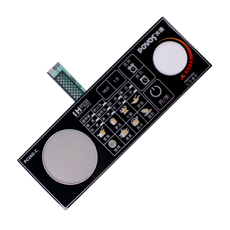 membrane switch light switches 3m adhesive custom control panel overlay sticker customized logo and labels 3 panel