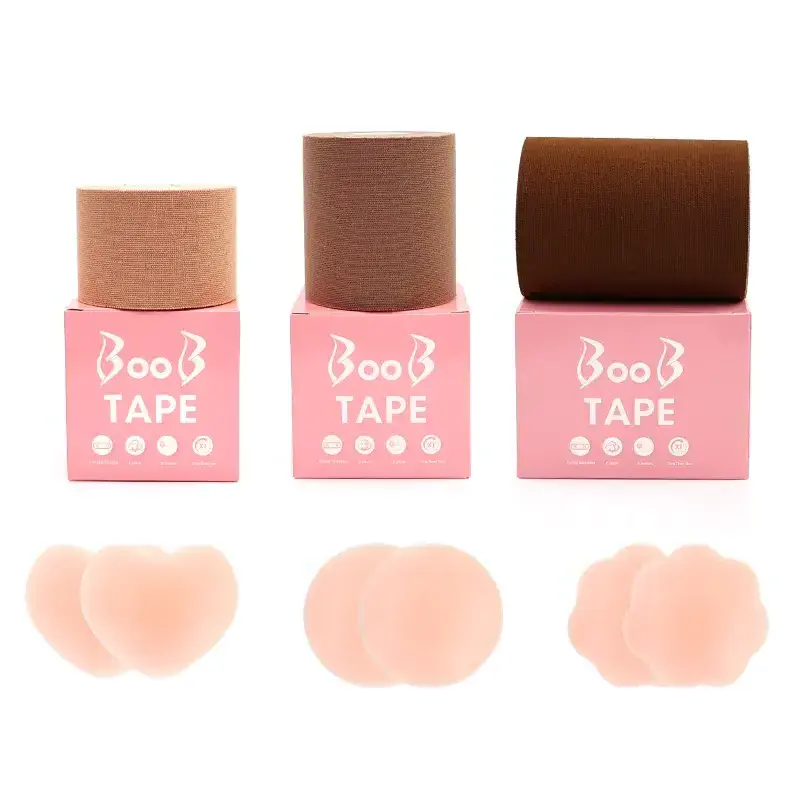 Natural Silica Gel Push Up Boob Tape Breathable Boob Tape With 2 Reusable Nipple Covers