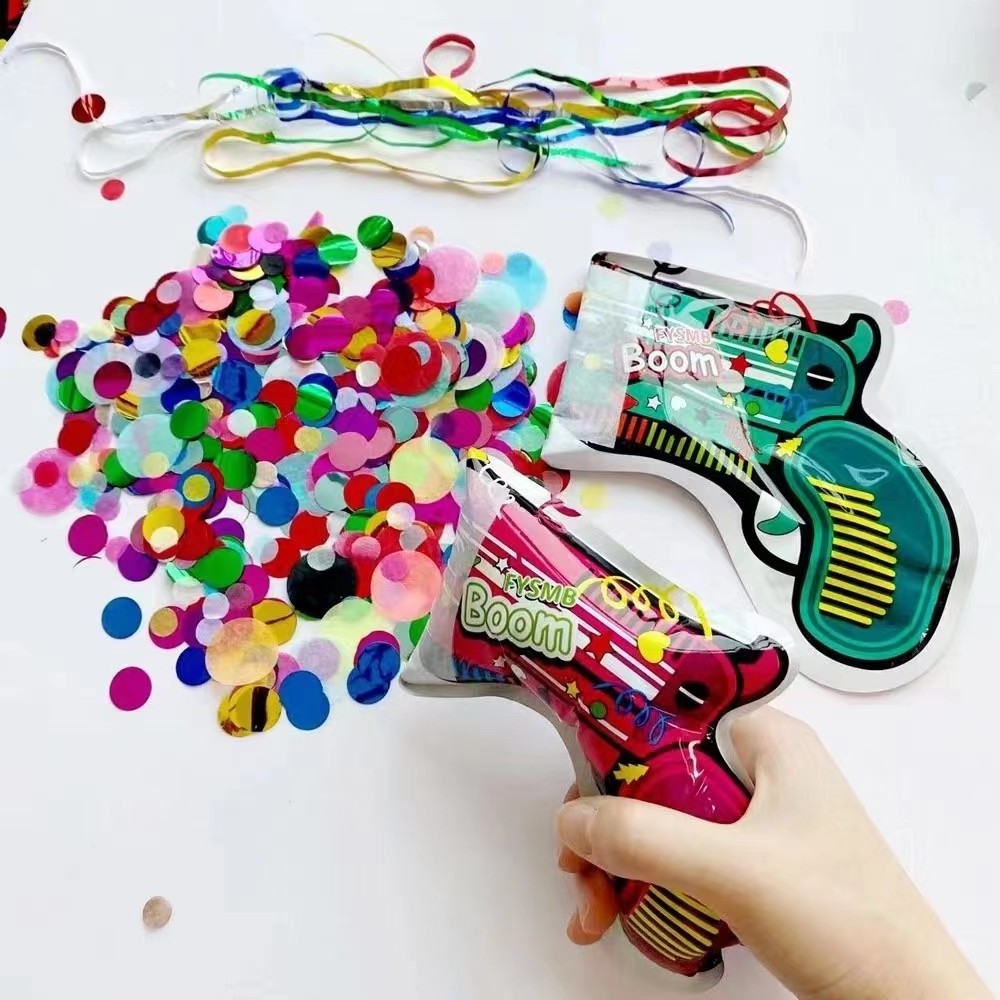 Handheld Concierge Flower Birthday Party Inflatable Fireworks Happy Confetti Gun Inflatable Pistol Fireworks