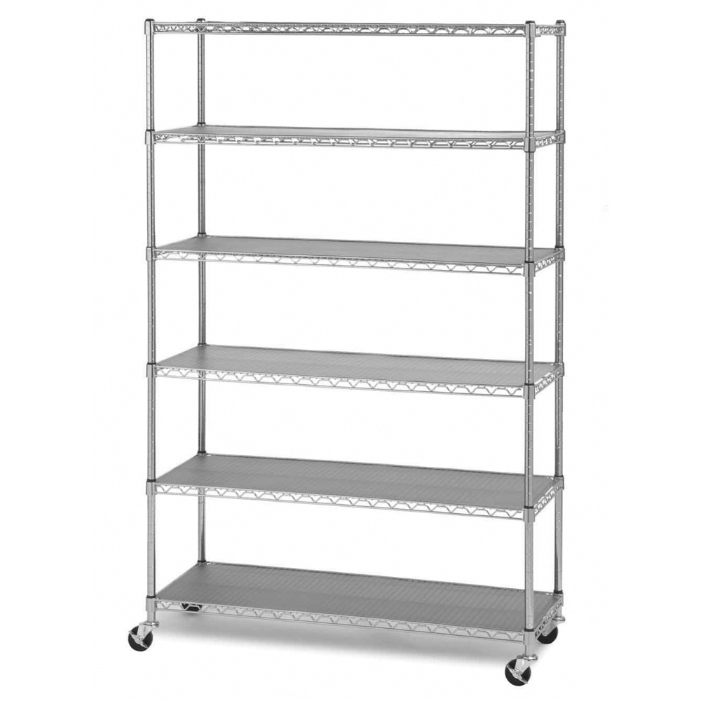 48 x 18 x 72 Inch Cheap 6 Layer Wholesale NSF Adjustable 550lbs Metal Chrome Shelving Unit Racks Garage Heavy Duty Wire Shelf