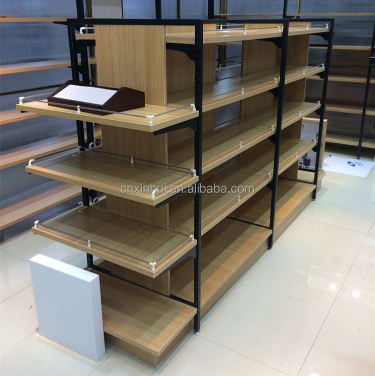 2018 latest style store supermarket wood gondola shelving,retail shop design gondola shelf,custom gondola rack