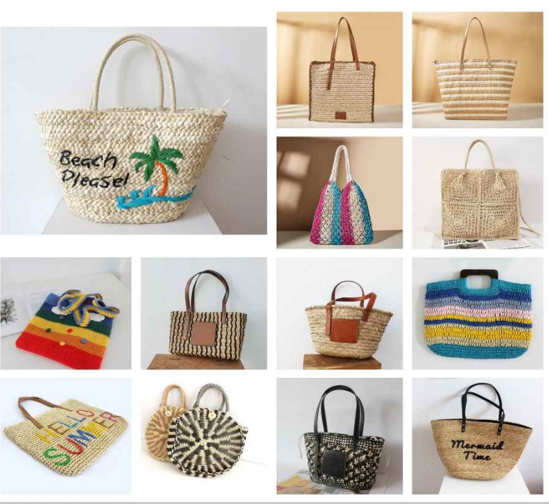 2024 beach bag Rattan straw Ladies Luxury Crossbody Bag Colorful Rainbow Knitted Bag Handmade Crochet Women Purse Handbag