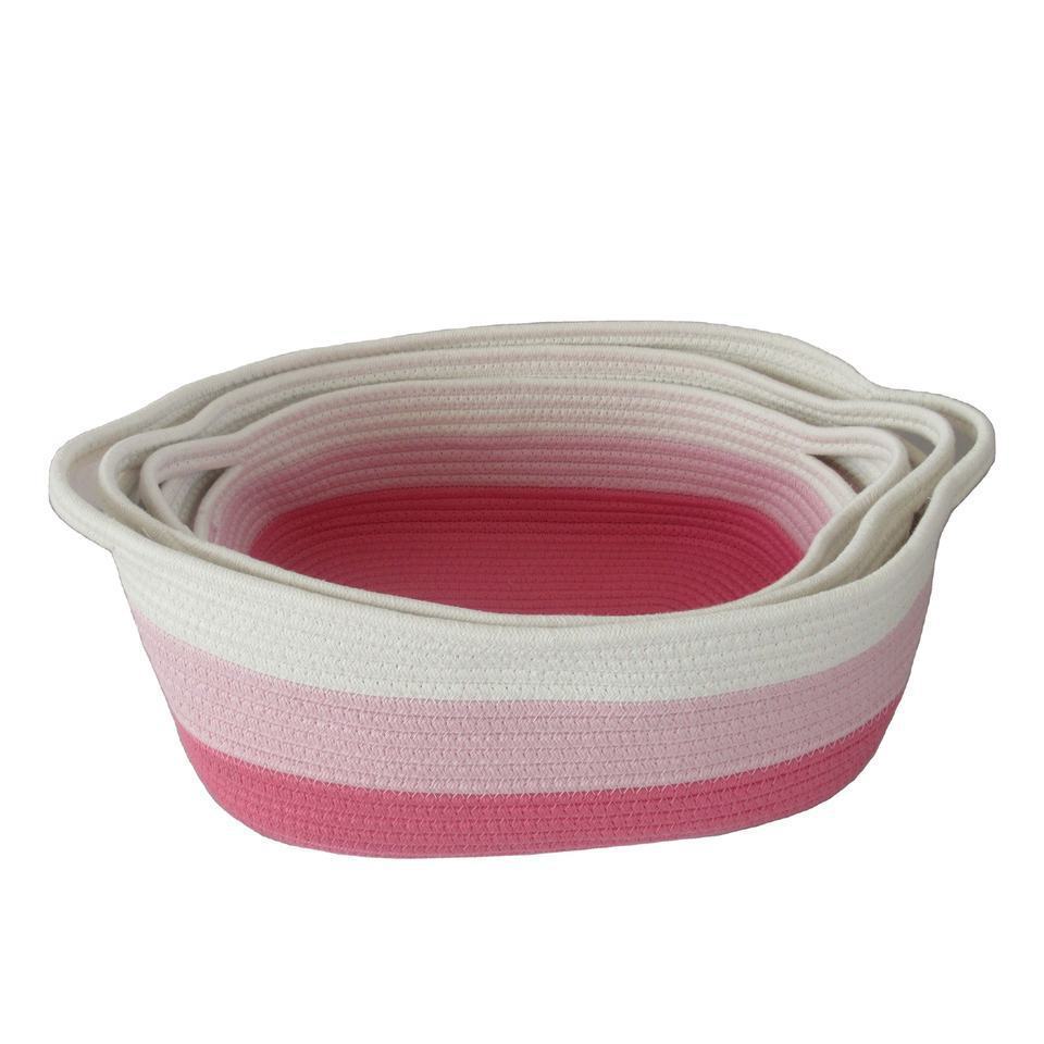 Small Round Cotton Rope  Basket for Organizing Storage Basket 3-Piece Set Cotton Rope Storage Basket