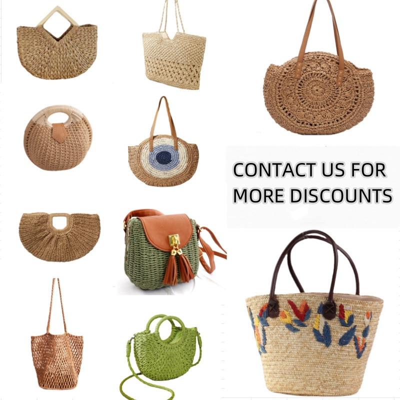 2024 beach bag Rattan straw Ladies Luxury Crossbody Bag Colorful Rainbow Knitted Bag Handmade Crochet Women Purse Handbag