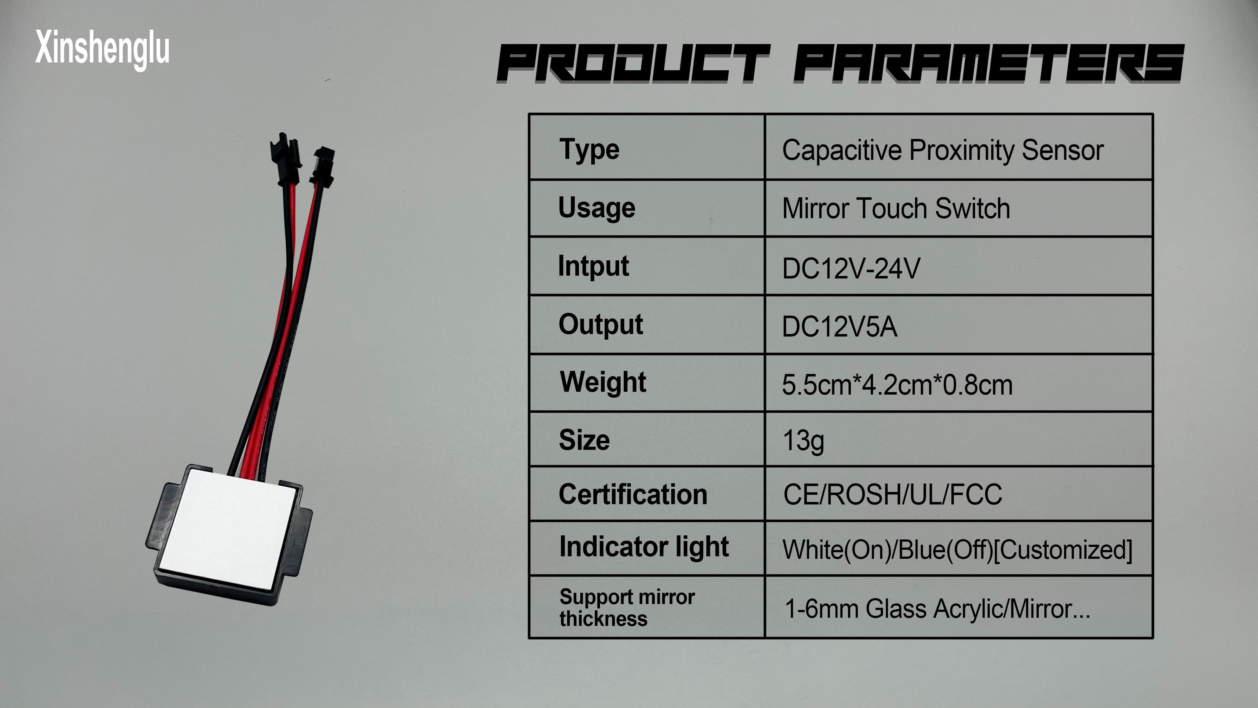 DC12V Custom Bathroom Led Lighting Mirror Smart Single On/Off Dimmer Touch Control Sensor Switch