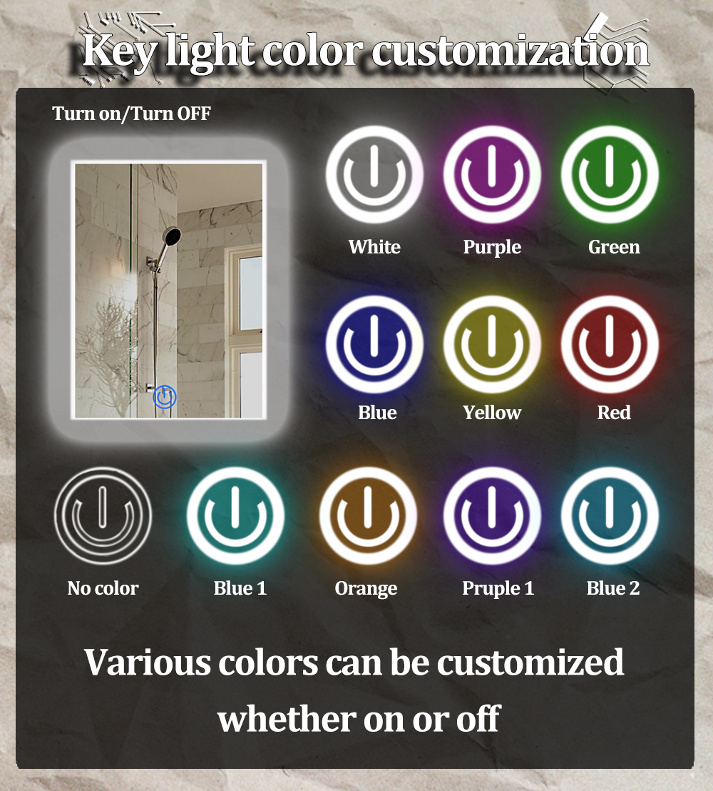 12W/24W Three/Single Colors With Time And Temperature Display Control For LED Mirror Touch Dimmer Sensor 2 Keys Switch