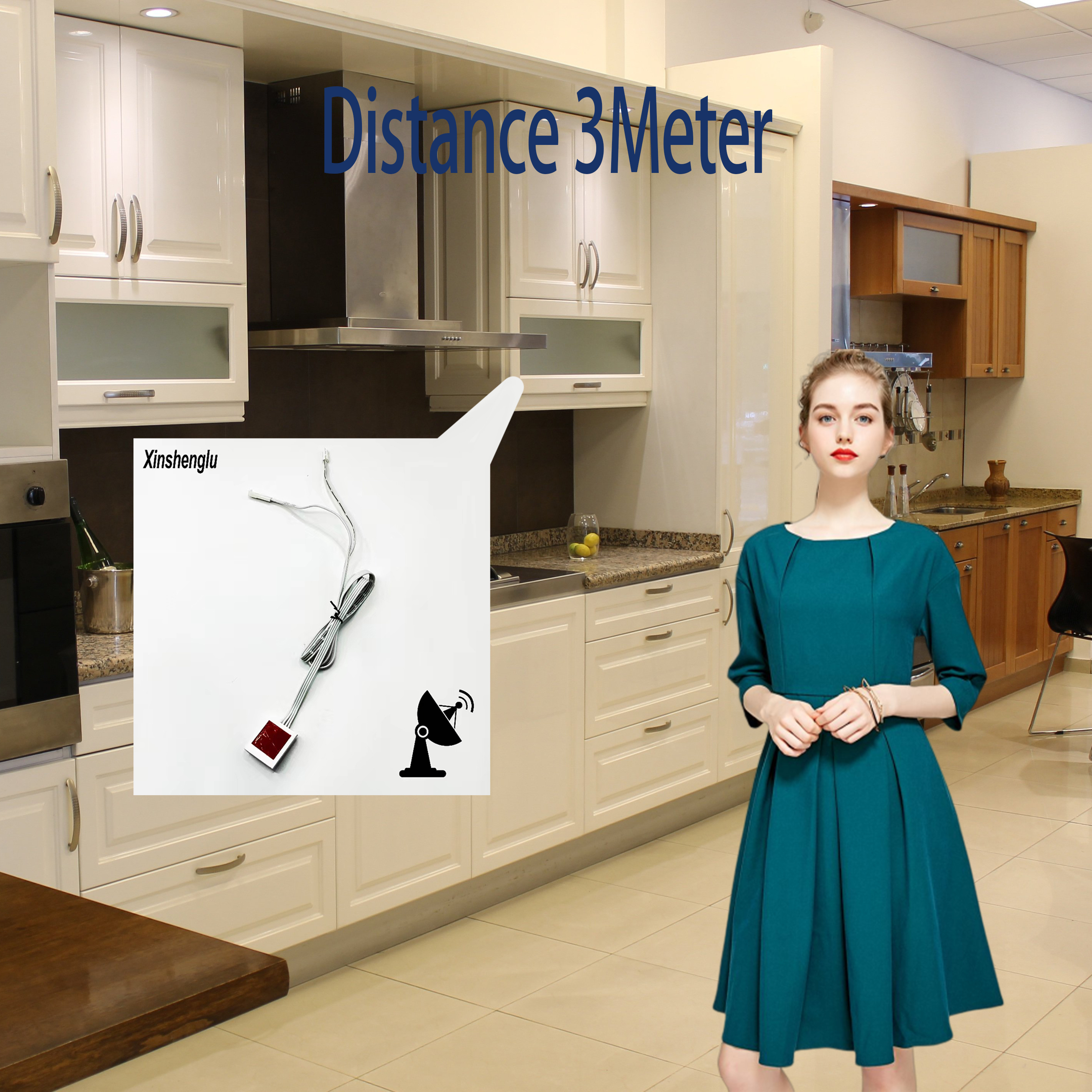 Distance 3M Customized 12V/24V 5A Rader Motion Mirror Cabinet  Led Strip Touch Light Smart Control Sensor Switch For Cabinet