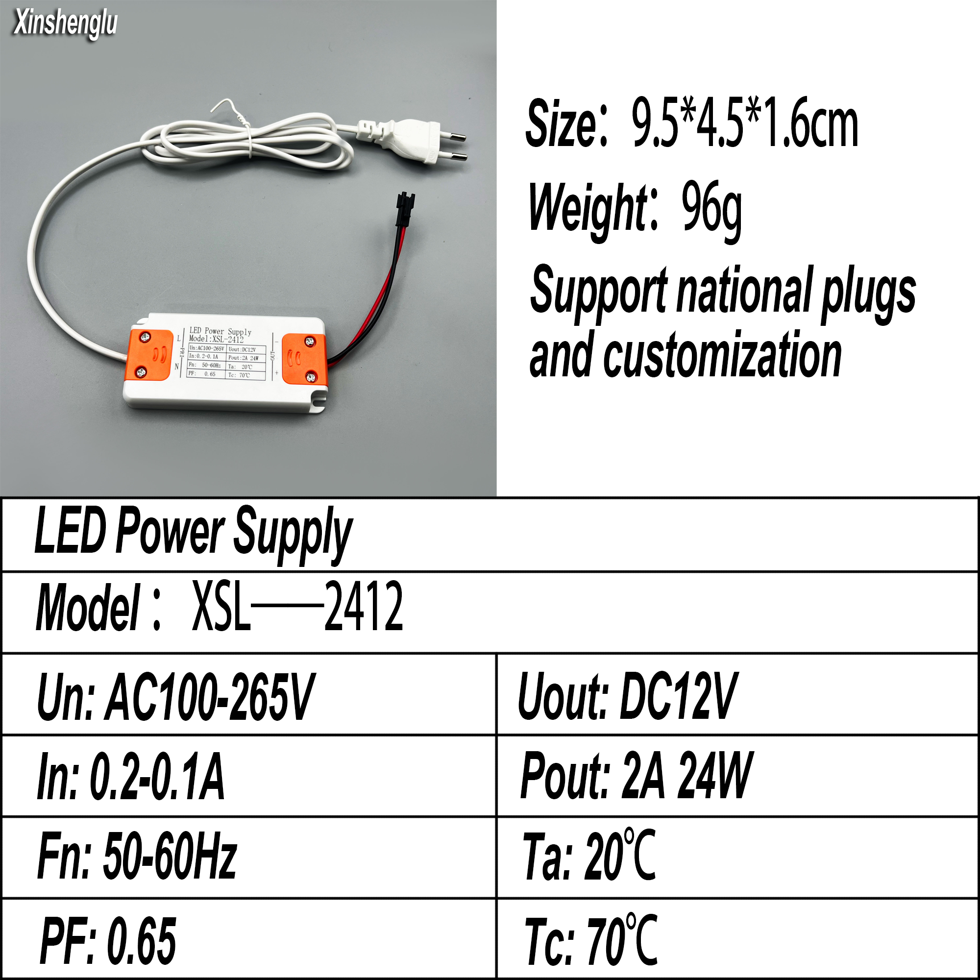 Silm 12v 12W/24W/36W/48W/60W  LED Lighting Power Supply Driver For Touch Dimmer Switch And More