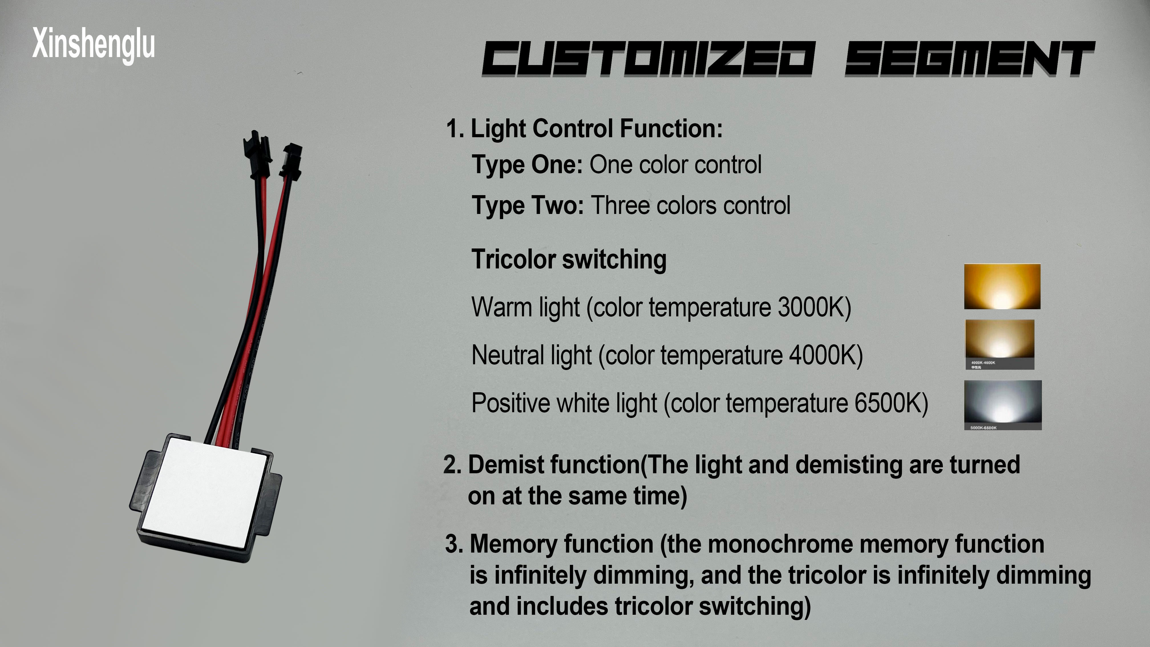 DC12V Custom Bathroom Led Lighting Mirror Smart Single On/Off Dimmer Touch Control Sensor Switch