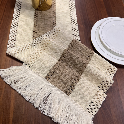 European Bohemian Style Macrame Table Runner Linen Table Cloth Runner With Tassels