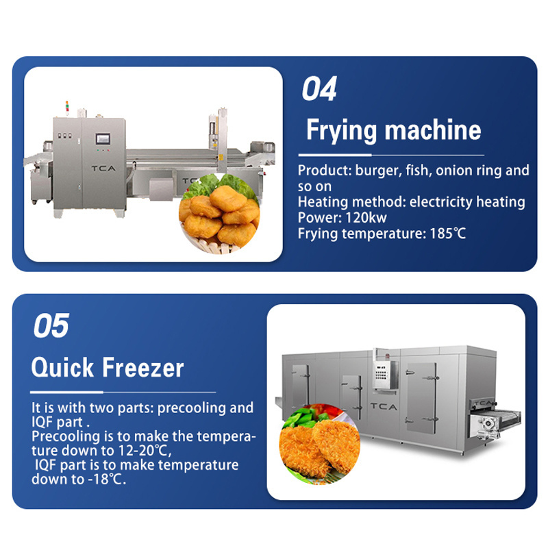 TCA automatic bread hamburger chicken nuggets breading crumbing coating production line making machine