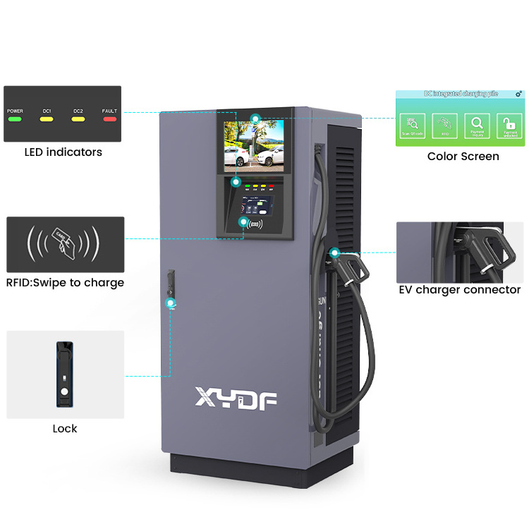 XYDF Custom Logo Charger Solar Dc Type Floor-standing charging pile Ev Electric Car Charging Station 60kw 80kw Charging Station