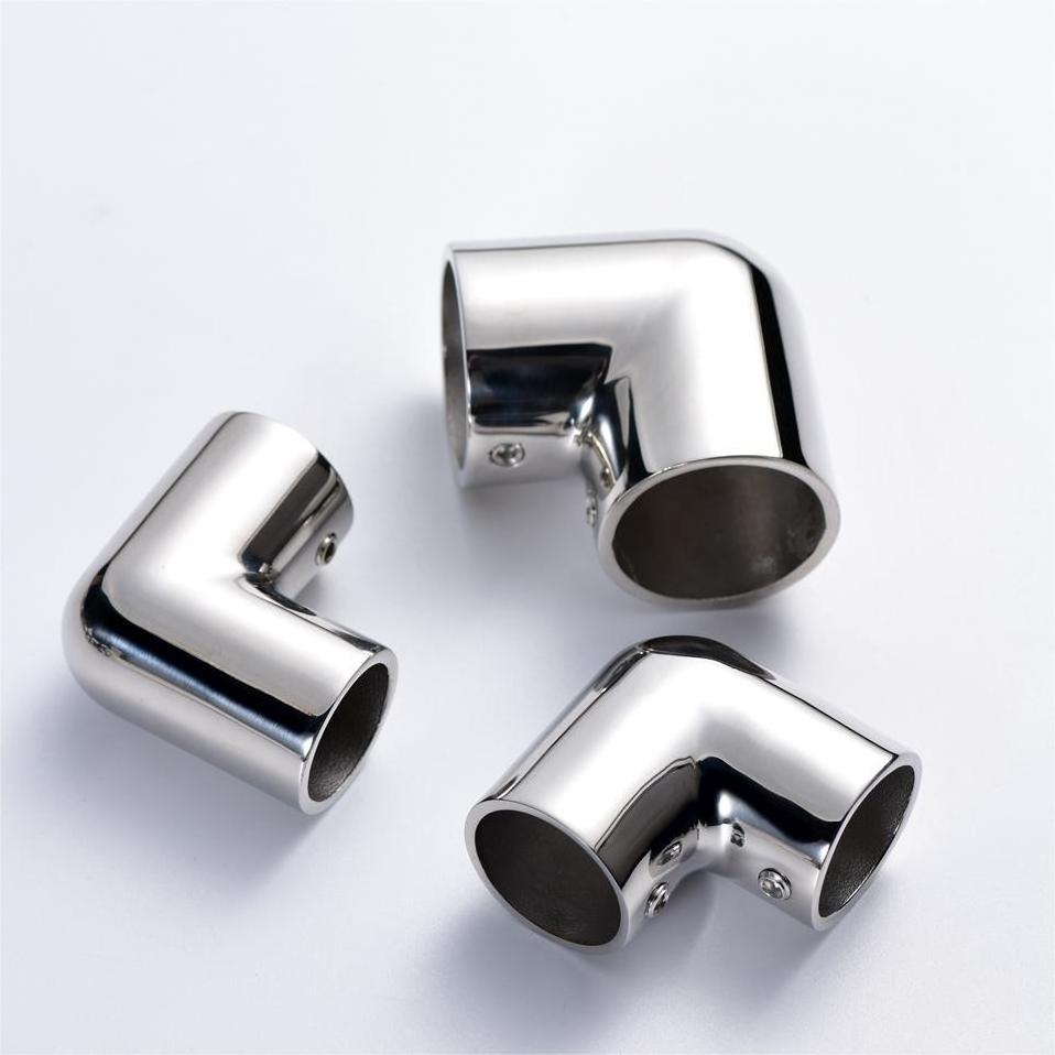 Stainless Steel 316 Boat Rail Elbow Fittings Marine Hadrware Boat Hand Rail 90 Degree Bow Form Connector