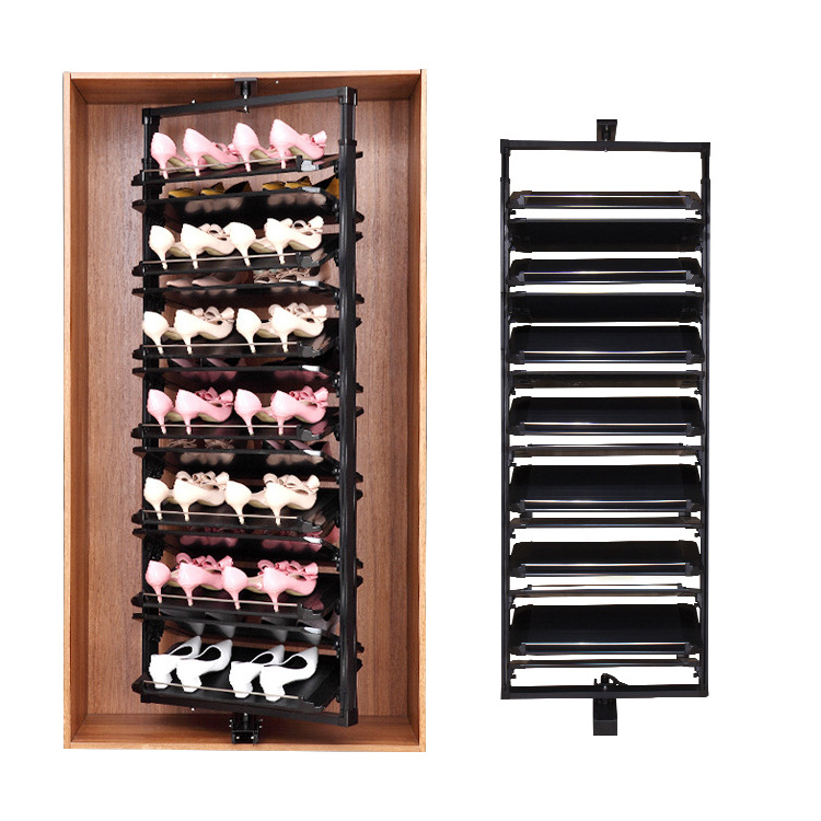 360 Degrees Rotating Stand Organizer Metal Multifunctional Telescopic Multi -layer Revolving Shoe Rack For Wardrobe Closet