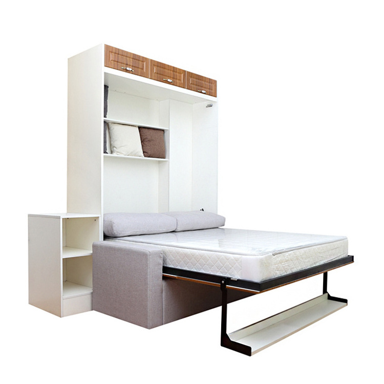 Space saving Vertical Murphy Bed mechanism Manual Folding Storage Hidden Wall Bed mechanism With bookshelf auto bed legs sofa