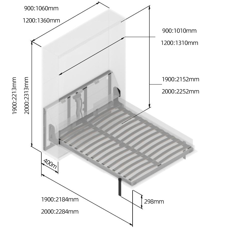 Electric Murphy Bed Frame Smart Motorized Vertical Folding Wall Bed Mechanism With Table Desk Leg