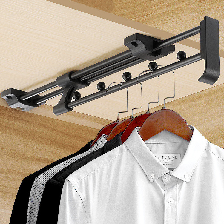 250-500mm Pull-out Sliding Rod Iron Ball interval Heavy Duty Space Saver Closet Organizer Wardrobe Clothes Hanger Rail