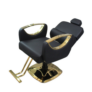 Reclinable Barber Chair for Sale Cheap Hair Salon Pink Beauty Salon Furniture Modern Black and Gold Salon Furniture