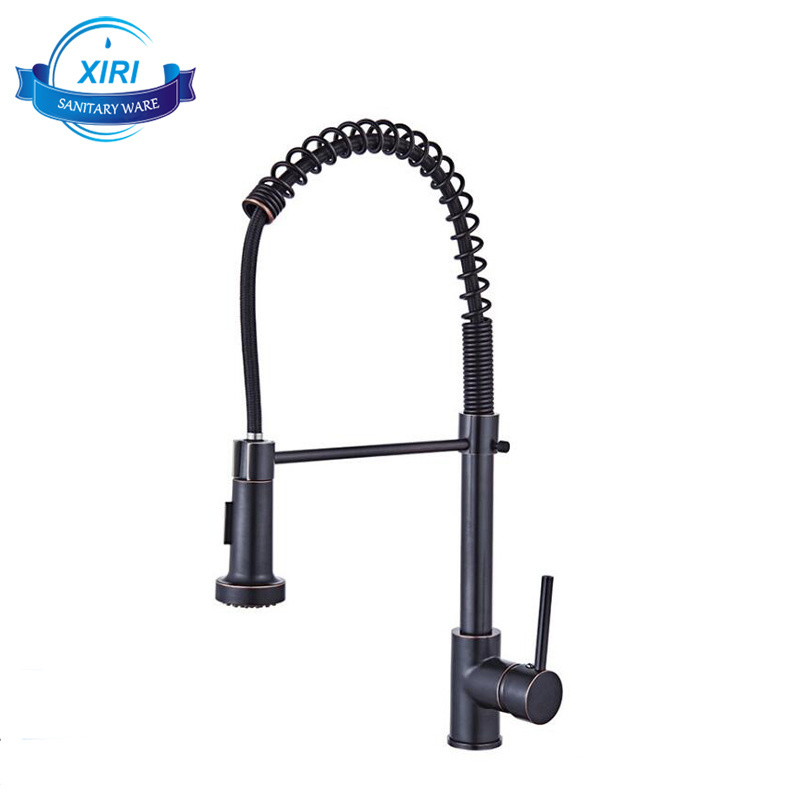 Deck mounted kitchen sink faucets pull out luxury kitchen faucet in black XR0127