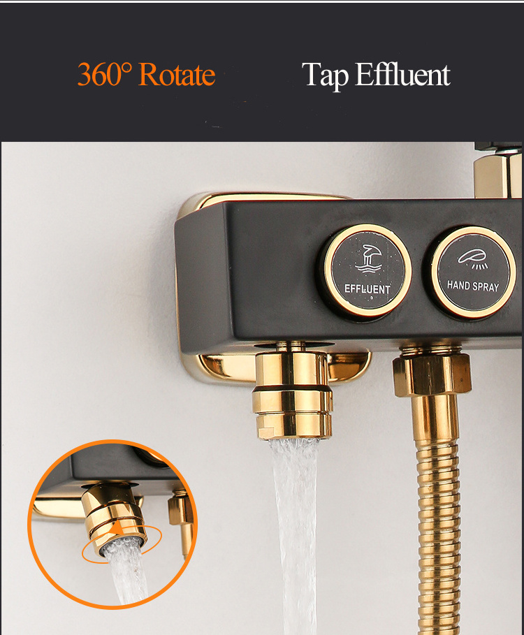 Fashion American style black gold brass shower set wall mount with hand shower set bidet shattef  shower faucet mixer tap SF0266