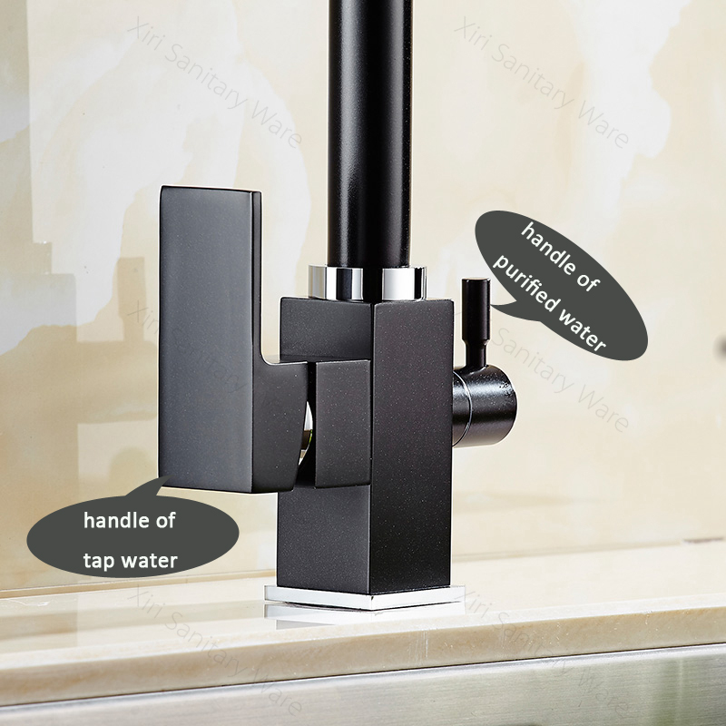 Matte Black Kitchen Faucet Dual Handle Purified Water Sink 3 Way Kitchen Tap Hot And Cold Water B3670