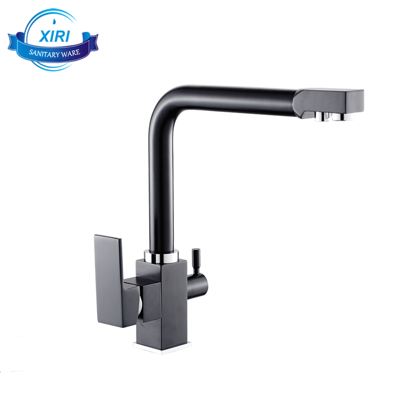 Matte Black Kitchen Faucet Dual Handle Purified Water Sink 3 Way Kitchen Tap Hot And Cold Water B3670