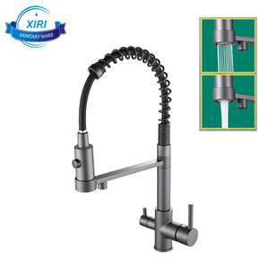 Kitchen Water Filter Faucet Grey Faucet Spring Spout Filter Faucet 360 Degree Rotation Water Purification Feature Taps KF2010