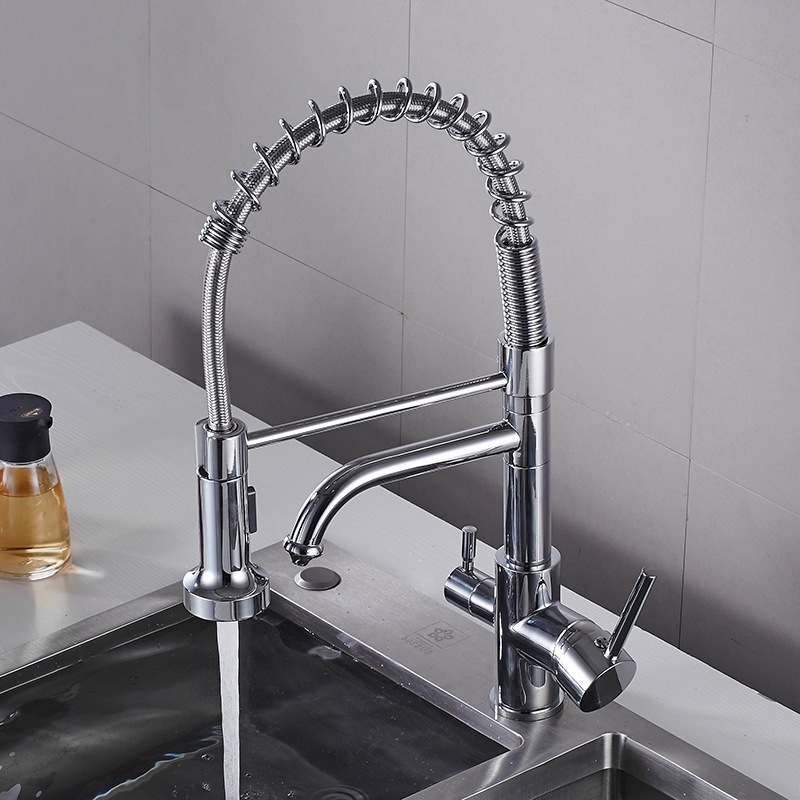 Brass Chrome Three In One Kitchen Faucet Cold And Hot Water Dishwasher Sink Direct Drinking Pure Water Faucet XiRi-8890