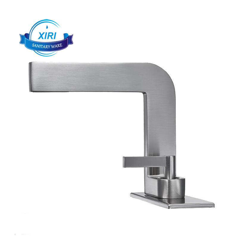 Light Luxury Brushed Nickel Simple Style Copper Faucet Bathroom Undercounter Basin Hot And Cold Water Faucet BF443