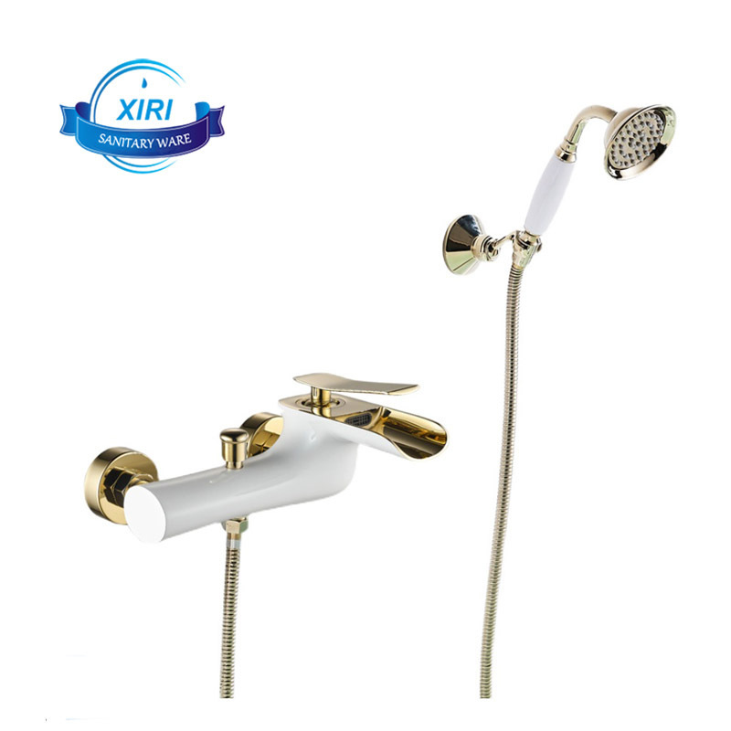 Brass Waterfall Bathtub Faucet Into The Wall Bath Simple Shower Set Faucet Hot And Cold Water XR0279