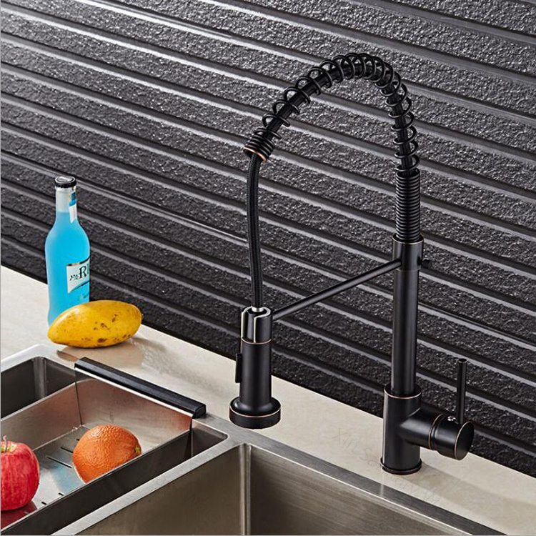 Deck mounted kitchen sink faucets pull out luxury kitchen faucet in black XR0127