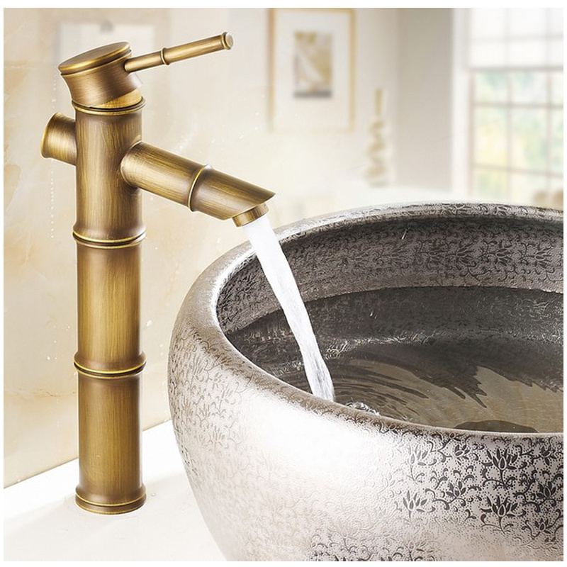 Factory Direct Wholesale Antique Bamboo Faucet Copper Mixer Taps hot and cold Faucet AF1034