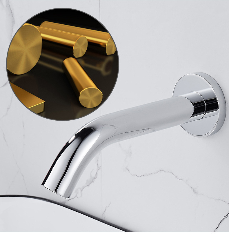 Wall Mount Infrared Sensor Faucet Touch Free Single Cold Bathroom Faucet DC Powered, Chrome Color Wall Faucet 8856