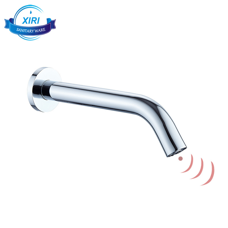 Wall Mount Infrared Sensor Faucet Touch Free Single Cold Bathroom Faucet DC Powered, Chrome Color Wall Faucet 8856