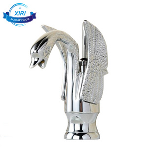 Chromed brass swan basin mixer tap animal shape unique bathroom faucets 1052-3