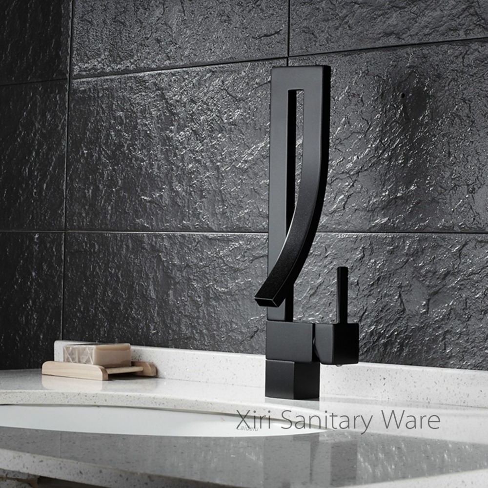 Bathroom sink faucet waterfall tap mixer black kitchen faucet creative design B5431