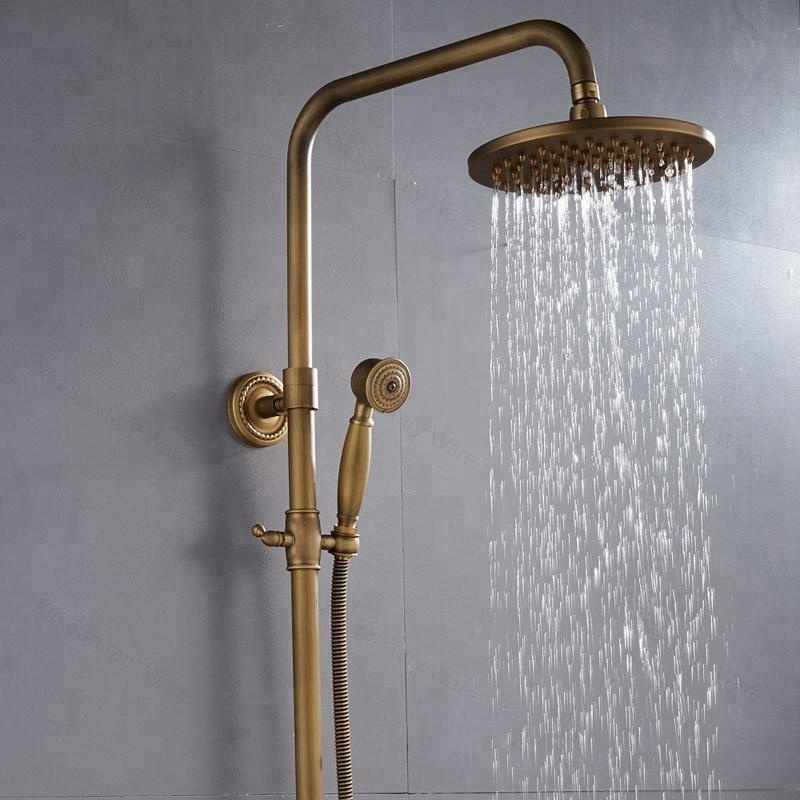 European antique brass shower set dual handle bronze bath shower faucets SF0260