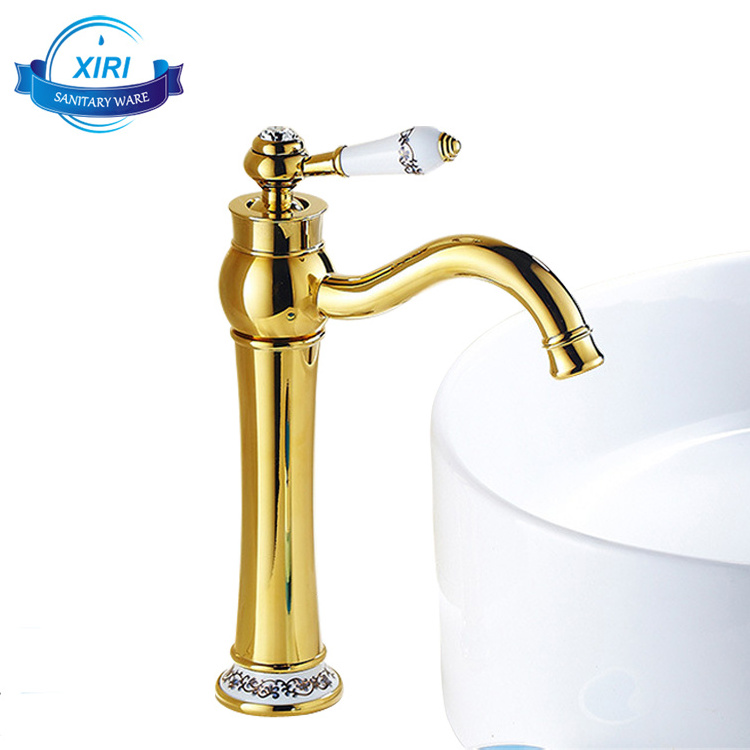 Golden single lever bathroom sink faucets gold deck mount basin faucets G0627